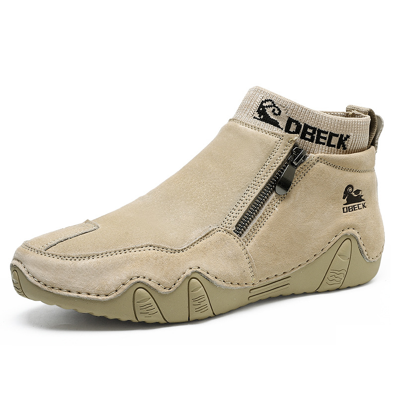 New Vintage Leather Boots Men's Large Cowhide Upper High Top Durable Outdoor Casual Shoes Other Trendy Large Size Casual Boots