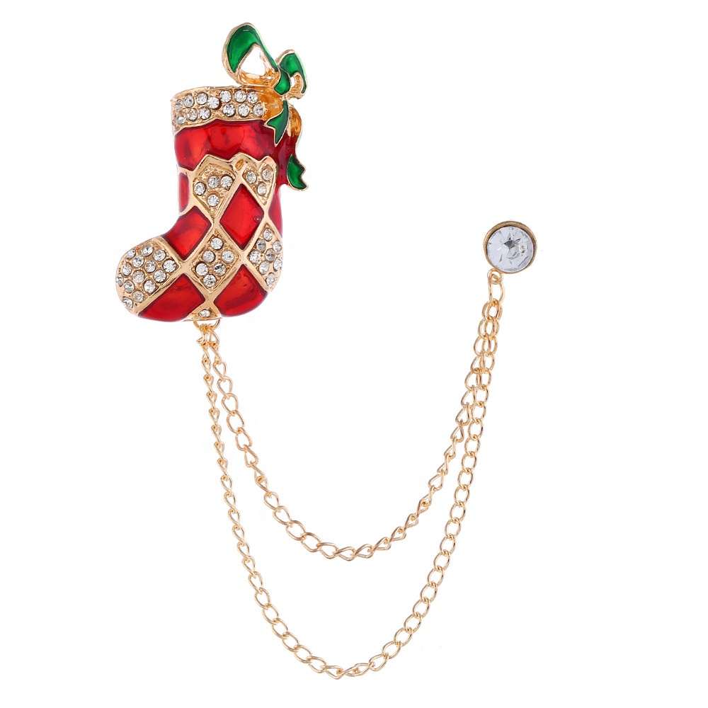New design enamel Snowman Santa Claus bell socks tree Christmas Brooch Pin Christmas holiday gift