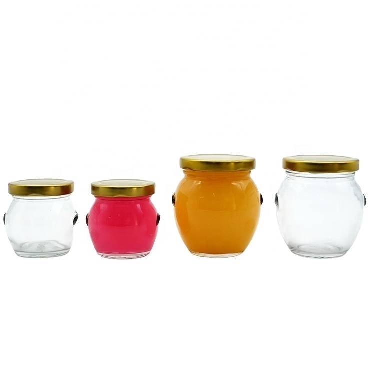 Factory Wholesale 100ml Clear Round Glass Orcio Jar Honey Glass Jar with Lug Cap for Honey/Jam
