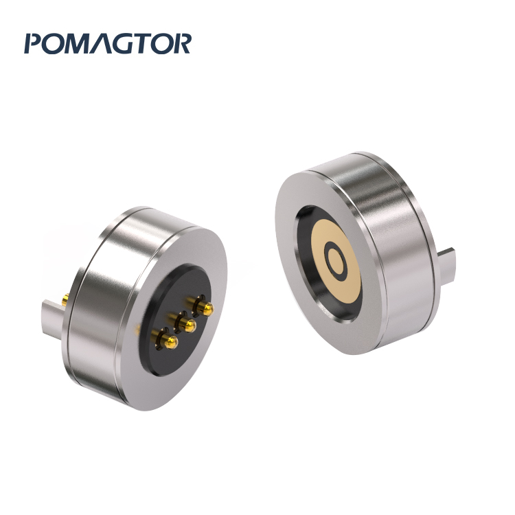 3Pin round head magnetic Spring Loaded pin connector high current available