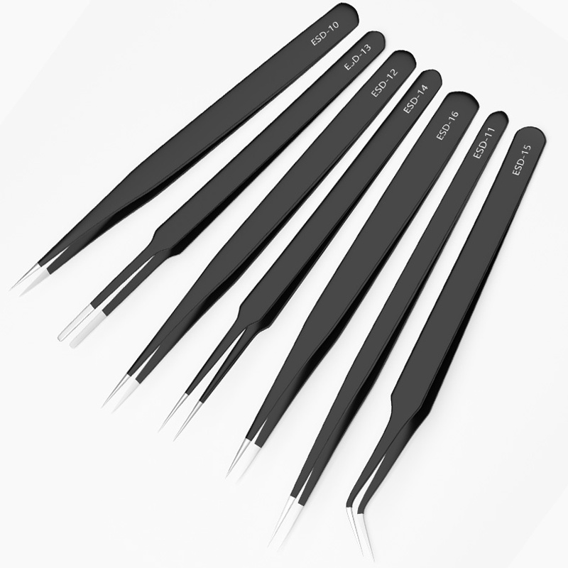 Stainless Steel anti-static Tweezers Straight Tip Tweezers for Motherboard Repair Precise Wire Jump Tweezers