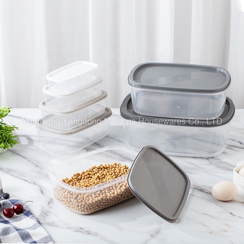 Maisons Hot Sale Kitchen Accessories 7pcs Plastic Storage Bowls with Lid Fruit Salad Mixing Bowls Set