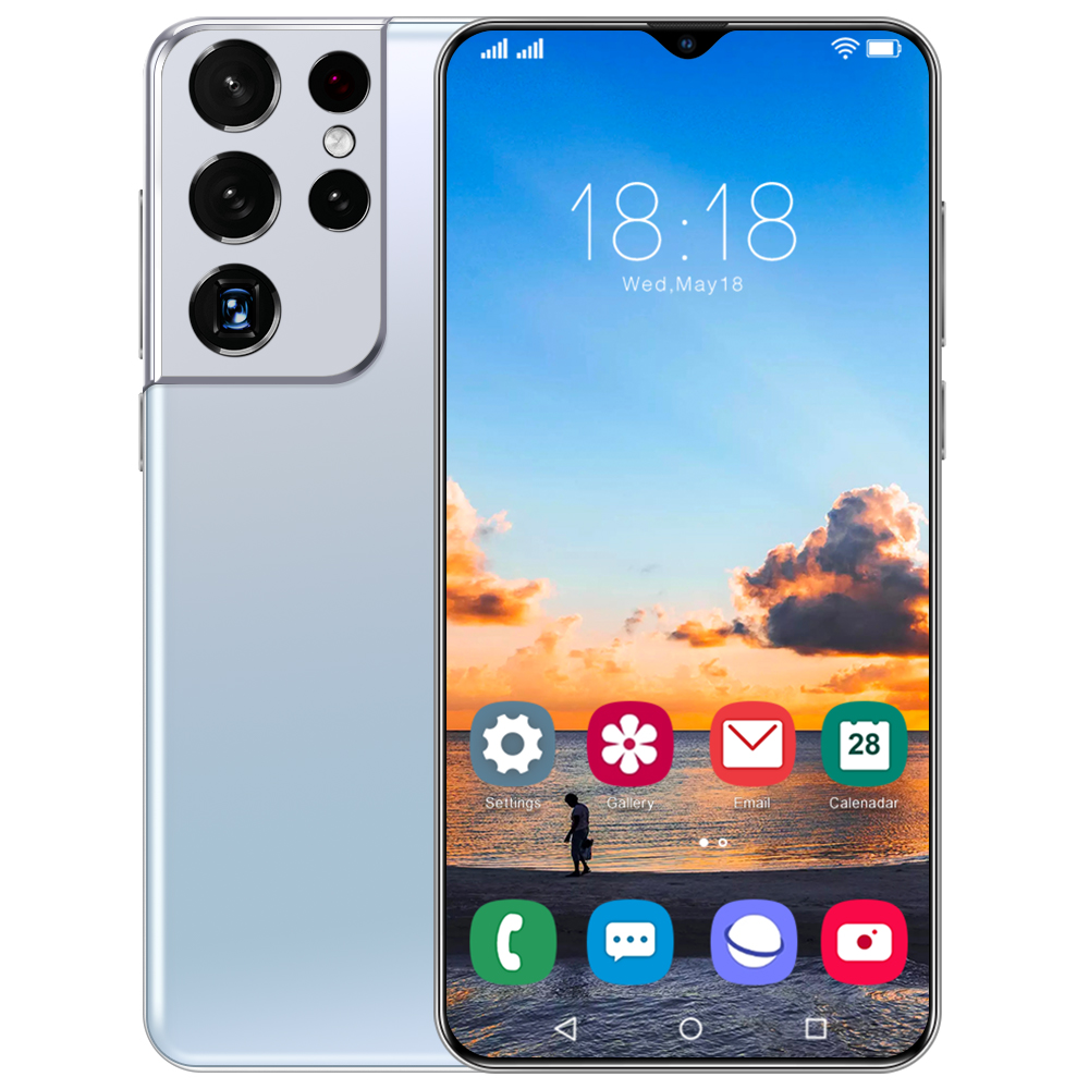 Оптовая продажа S21 6,7 дюймов смартфон разблокированый 24MP + 48MP 6800 мАч батарея 10-ядерный Mobail телефон Android10 5G 12 + 512 Гб телефон