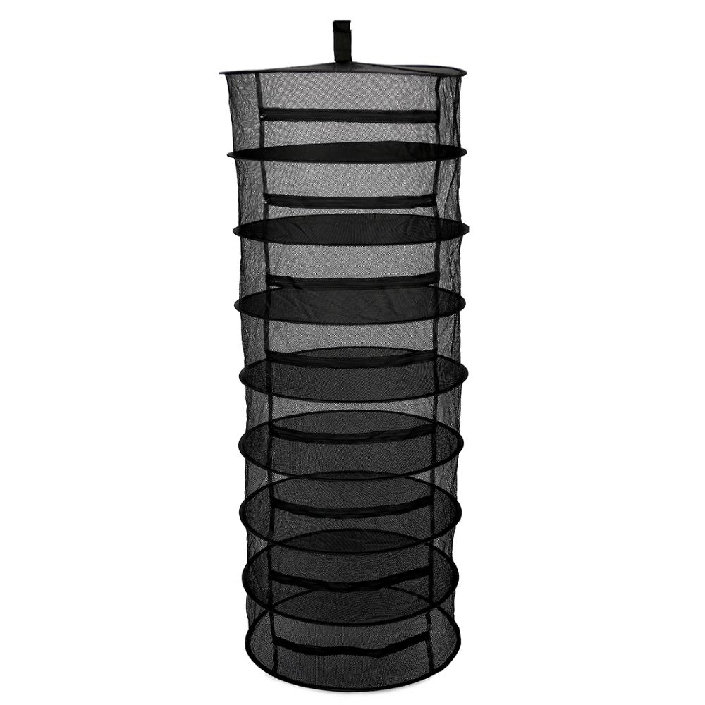 8 Layer Black Net Drying Machine Dryer 2ft Black Net Black Zippers Hanging Folding Mesh Hydroponics