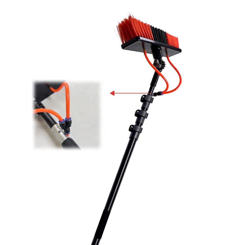 Customized Aluminum Telescopic Solar Panel Cleaning Brush Water Fed Poles For Window Cleaning System