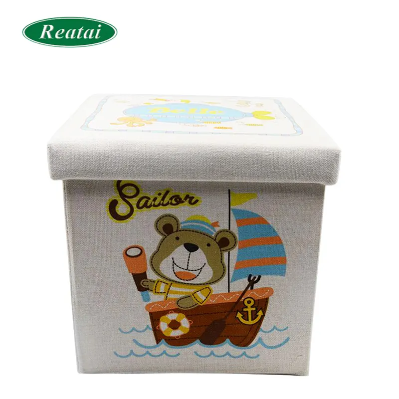 Reatai furniture manufacturer printed velvet Fabric Ottoman storage box
