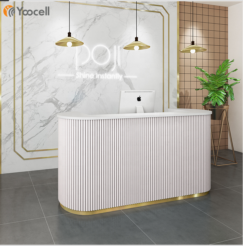Yoocell белый цвет Золотая Нижняя линия цвета на выбор современный дизайн роскошный стиль оборудование для салона красоты фанера стойка регистрации