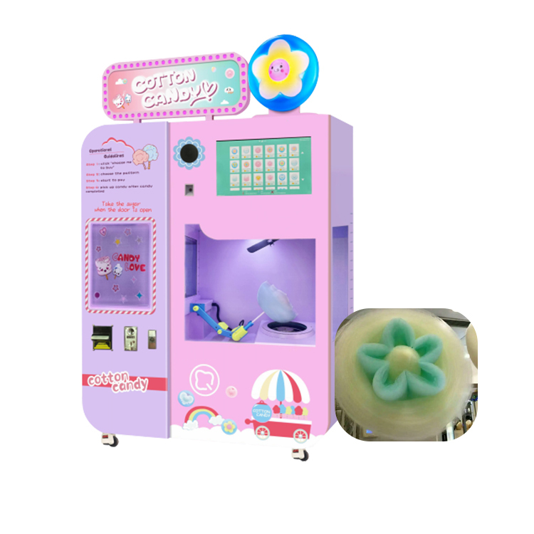 Automatic Cotton Candy Vending Machine With Exchange system 4 Sugar Cans Snack Machines Cotton Candy Cotton Candy Machine