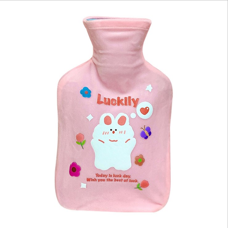 300ml plush hot water bag students injected water anti-scalding portable rubber warm lovely girl heart plush warm water bag