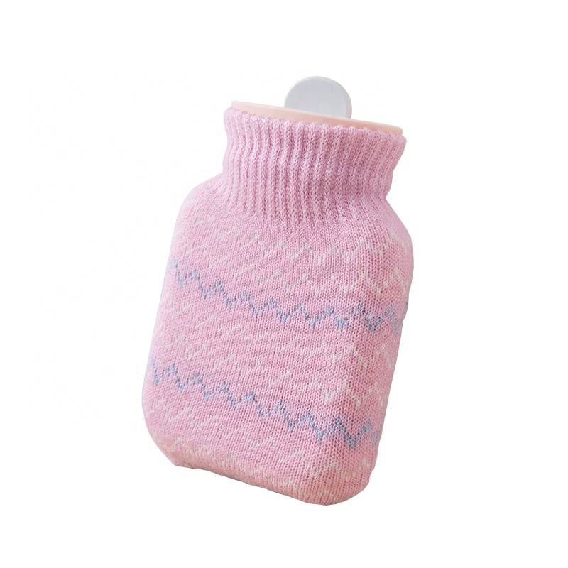 Silicone Hot Water Bottle Hot Water Bag with Knit Cover Microwave Heating Bottle Hot & Cold Therapies