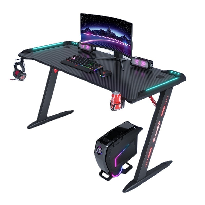 Gaming Desk PC Computer Desk, Home Office Table Gamer Workstation, Simple Game Table, Black