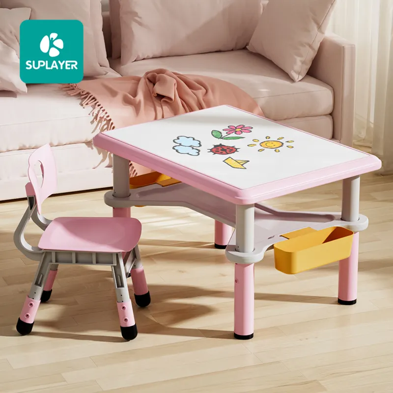 Adjustable Retractable 1 MOQ Baby Plastic Homework Desk Nordic Children Furniture Study Tables and Chair Set for Kids Bedroom