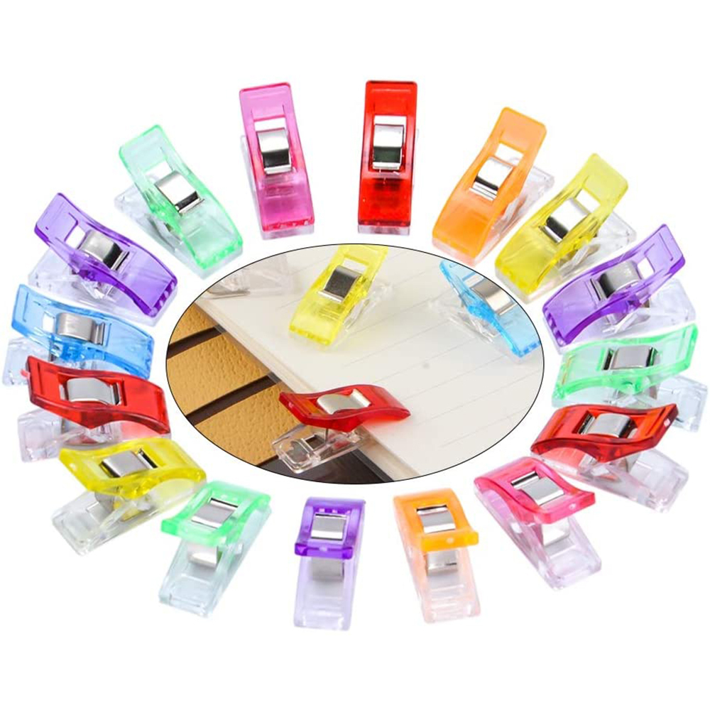 Wholesale 50 PCS Colorful Plastic and Metal Sewing Craft Clamps for Crochet Knitting Fabric and Paper Quilting Sewing Clips