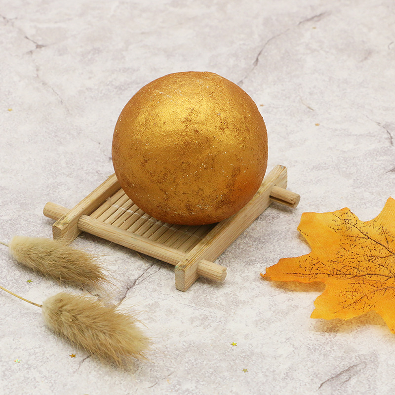Rotating golden explosion salt lemon essential oil bath ball with golden bling glitter sparkling bath salt ball