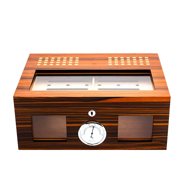 Wooden cigar packaging box humidor custom