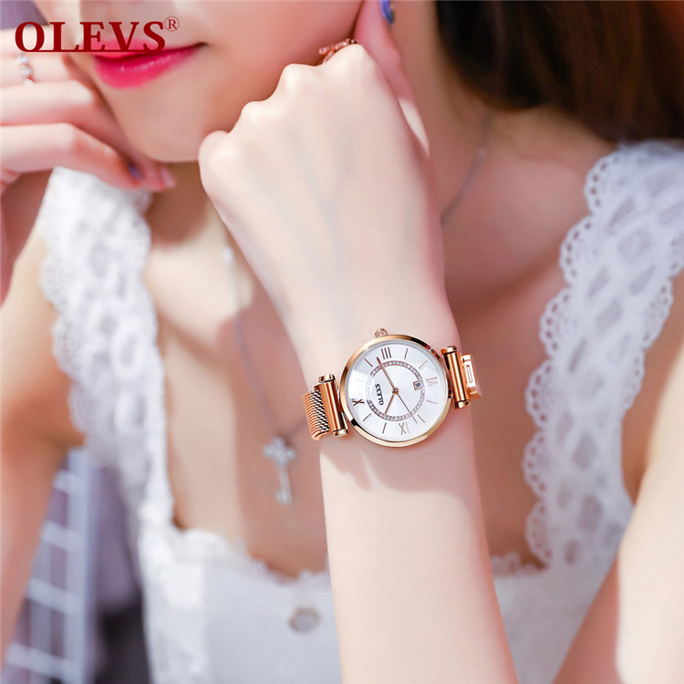 OLEVS 5886 Luxury Crystal Watch Women Waterproof Gold Steel Strap Ladies Wrist Watches Top Brand Bracelet Clock Relogio Feminino