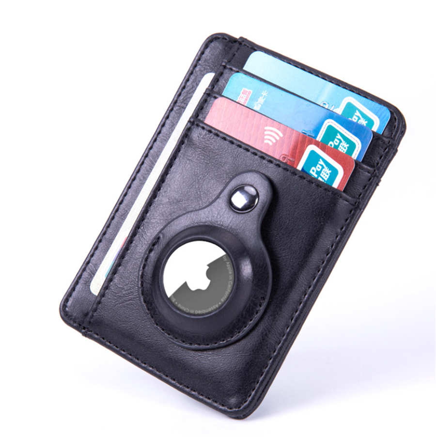 Кожаный кошелек из углеродного волокна для Apple airtag, локатор с RFID-блокировкой, чехол для карт, карман для денег, мини-кошелек для карт
