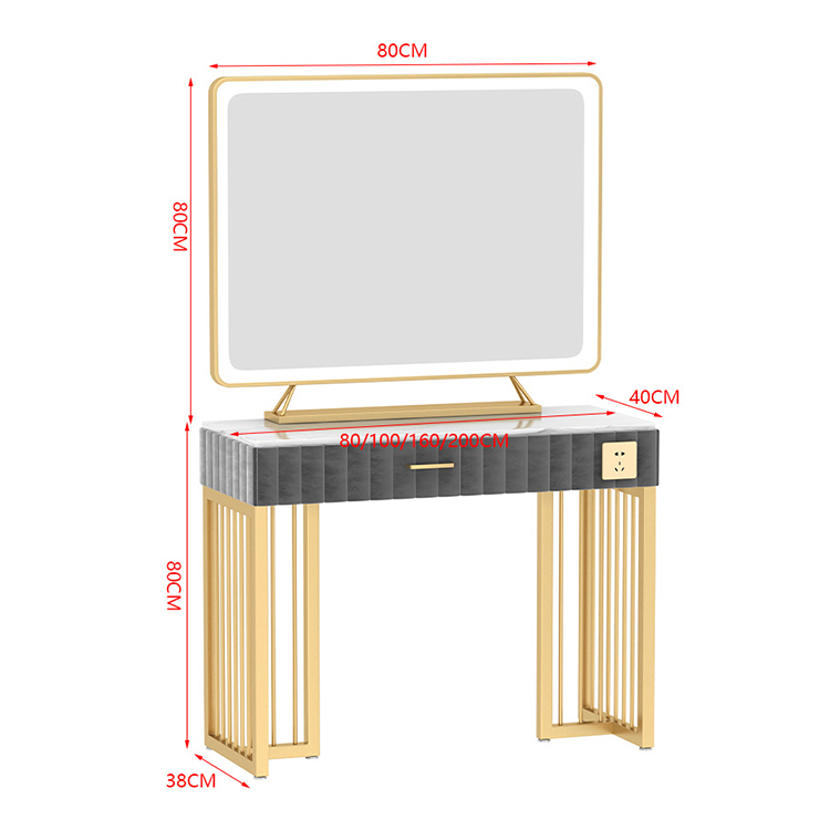 Modern Large Mirrored Dressing Table Set LED Dressing Table With Led Mirror and Stool