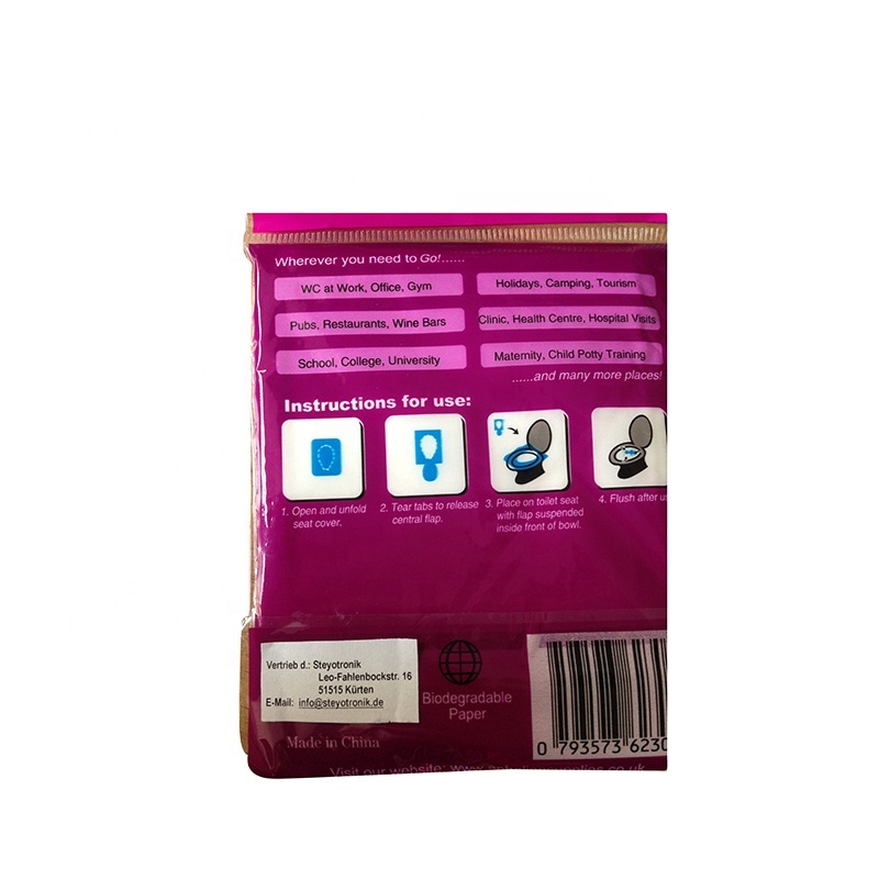 Custom sized water soluble disposable toilet seat cover paper