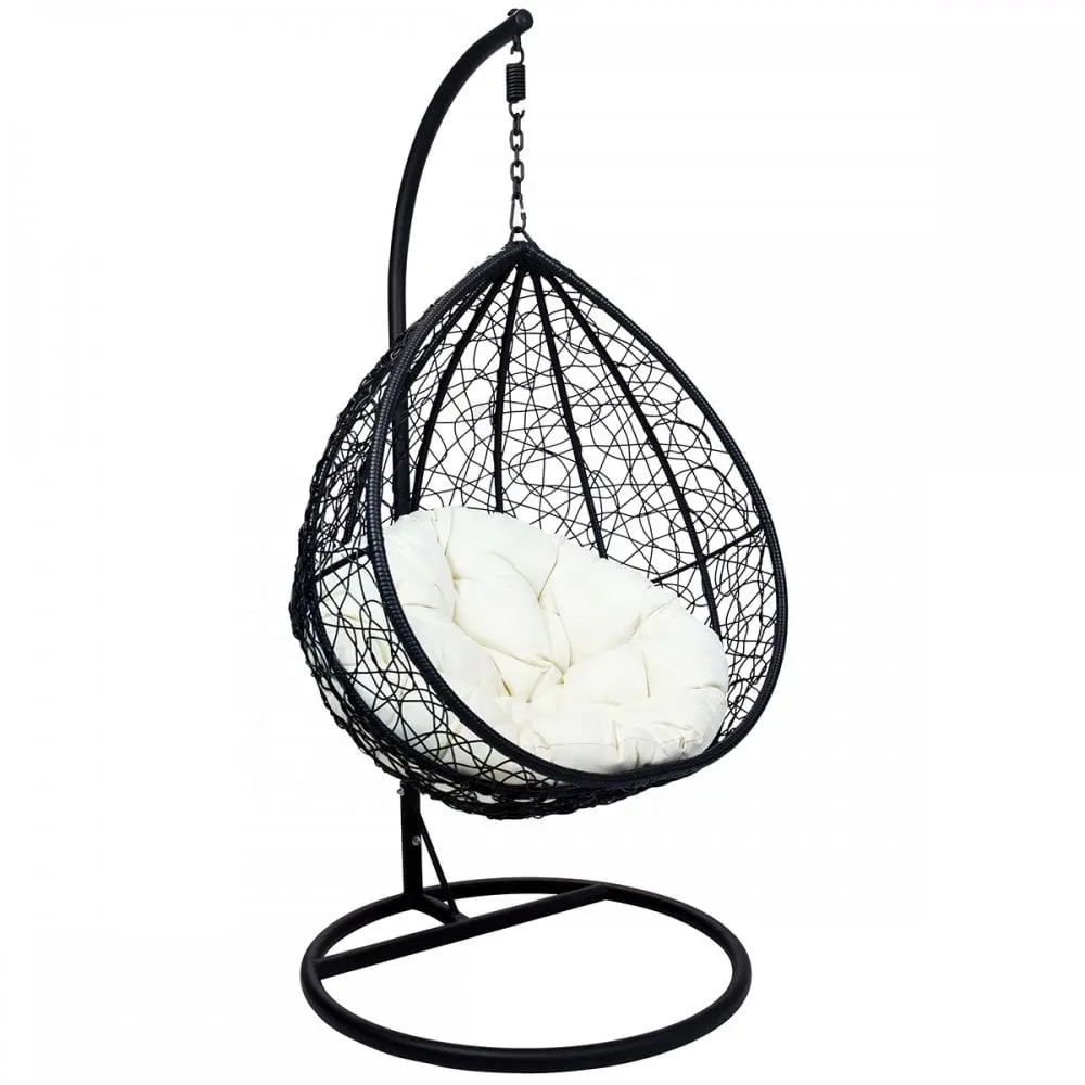 High Quality swing egg swing chair hanging rattan with stand Indoor Outdoor chair Aluminum Frame 350 lbs Capacity