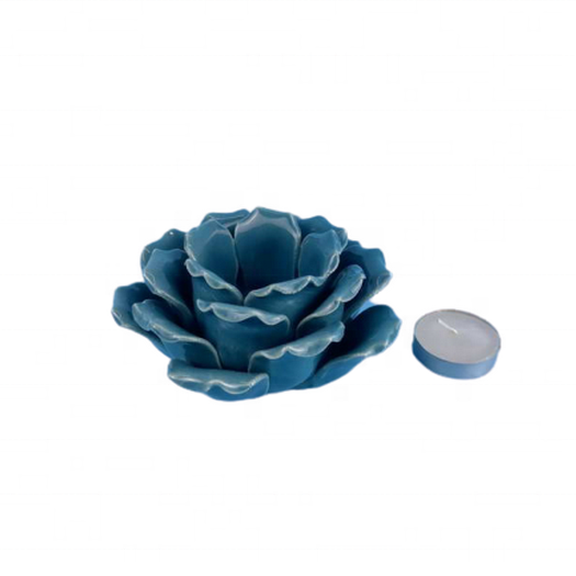 Promotional high quality blue color tealight lotus flower candle holder for sale made in China