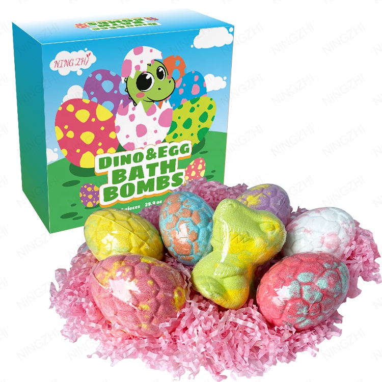 Funny Bath Colorful Private Label Bubble Natural Vegan Organic Fizzy Dinosaur Egg Bath Bombs for Kids with Toys inside