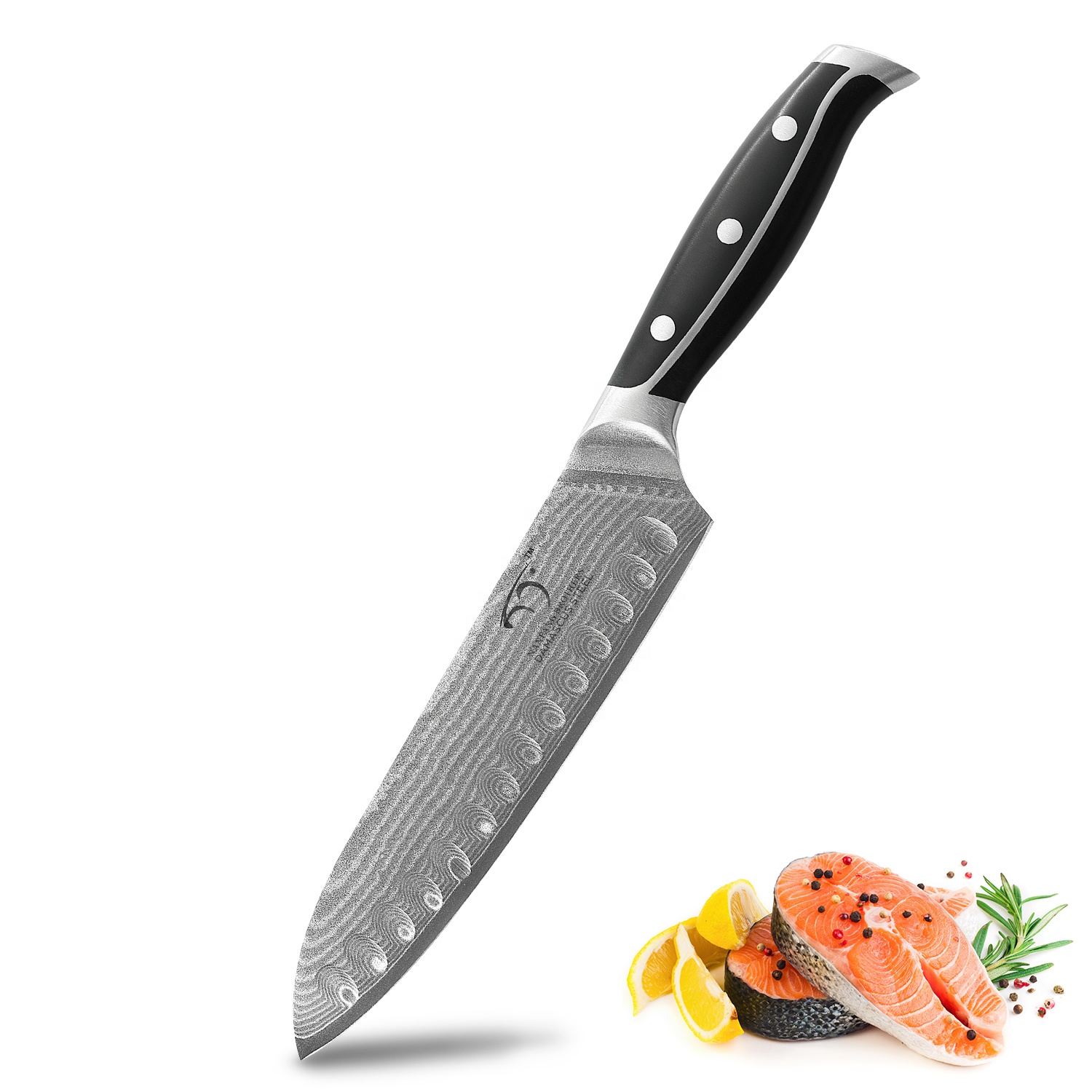 8 дюймов дамасский нож для VG-10 кухонный нож Santoku с Удобная эргономичная ручка ABS и торцевая