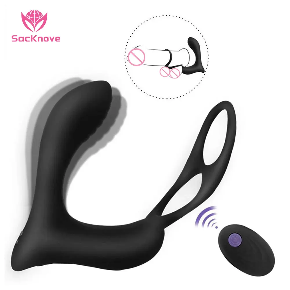 SacKnove Wireless Adult Male Sex Toy Penis Masturbator Stimulator Delay Ejaculation Ring Anal Vibrator Prostate Massage
