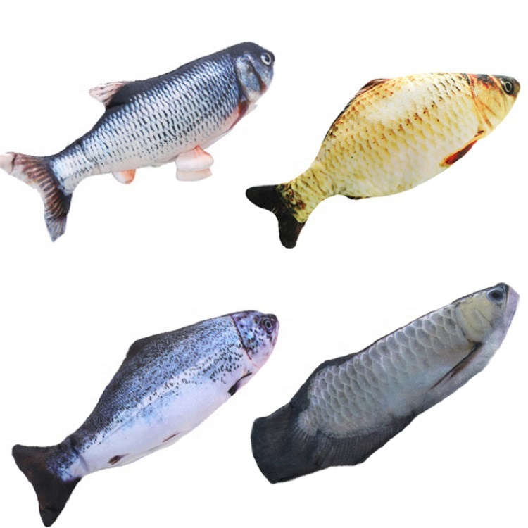 Wholesale Amazon Best Plush Fish Toy USB Electric Simulation Doll Interactive Floppy Cat Toy electric fish