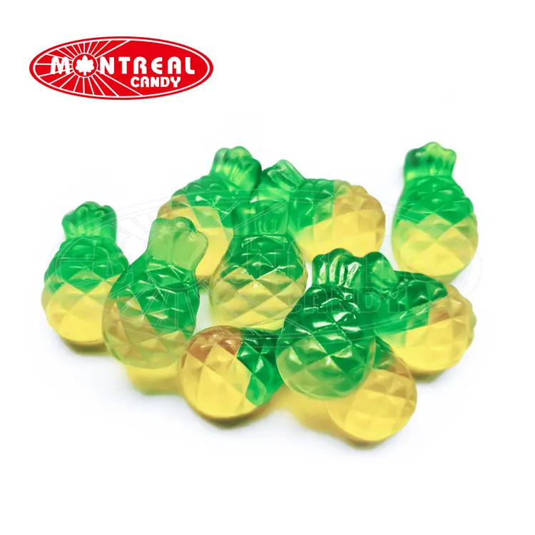 Soft sweet gummy candy with pineapple shape