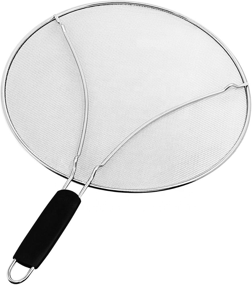 Food grade cooking utensils stainless steel mesh oil splatter screen guard set for frying pan