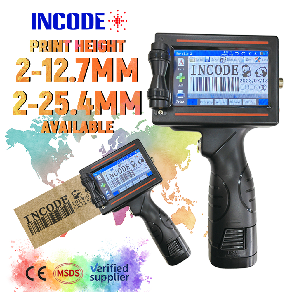 INCODE 2025 top selling impresora manual logo usb expiry date coding printing machine handheld inkjet printer