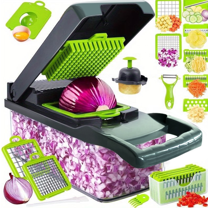 Best Sell 16 in 1 Hand Held Multifunctional Onion Cutter Fruits Slicer Potatoes Peeler Manual Dropshipping Vegetable PP Material
