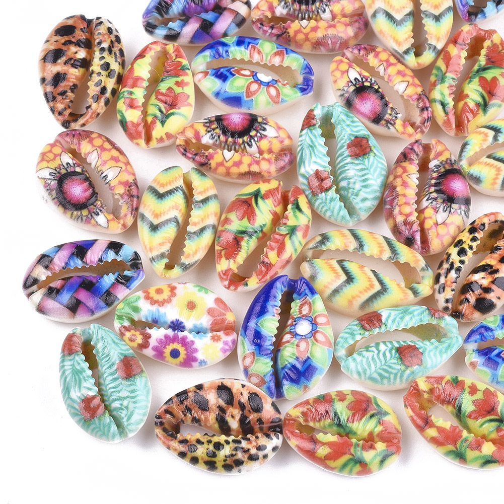 Pandahall разноцветные DIY печатные Cowrie Shell большие бусины