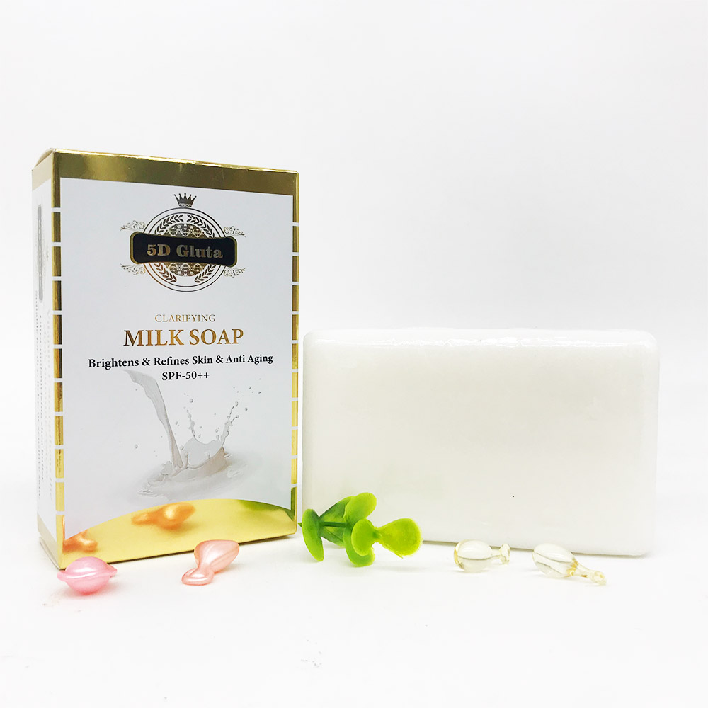 5D.Gluta. Очищающее Молочное мыло осветляет кожу, очищает кожу, омолаживает кожу, SPF50 + витамин E, укрепляет иммунную систему кожи