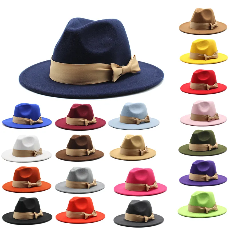 2 tone wool felt wide brim fedora hats women wholesale 2022 unisex