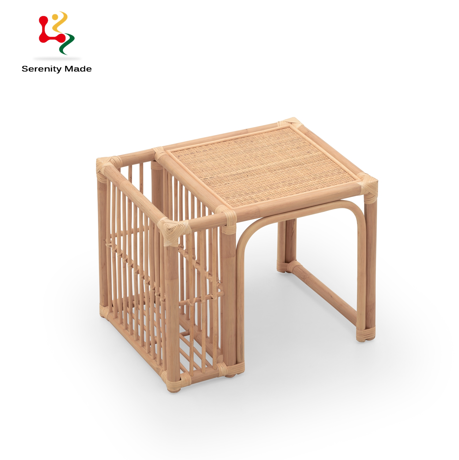 Natural living room rattan wicker bedside coffee table