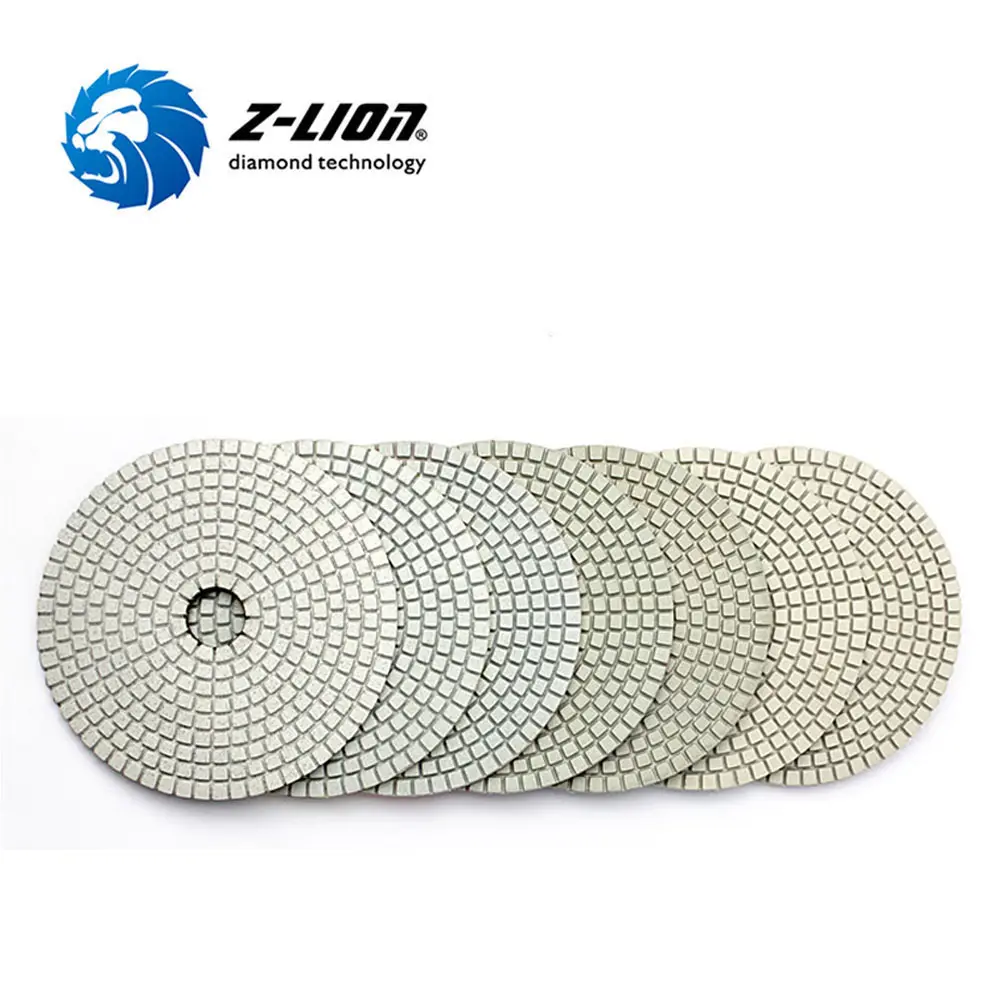 Z-LION 4" white flexible premium diamond wet polishing pad for granite marble quartz terrazzo