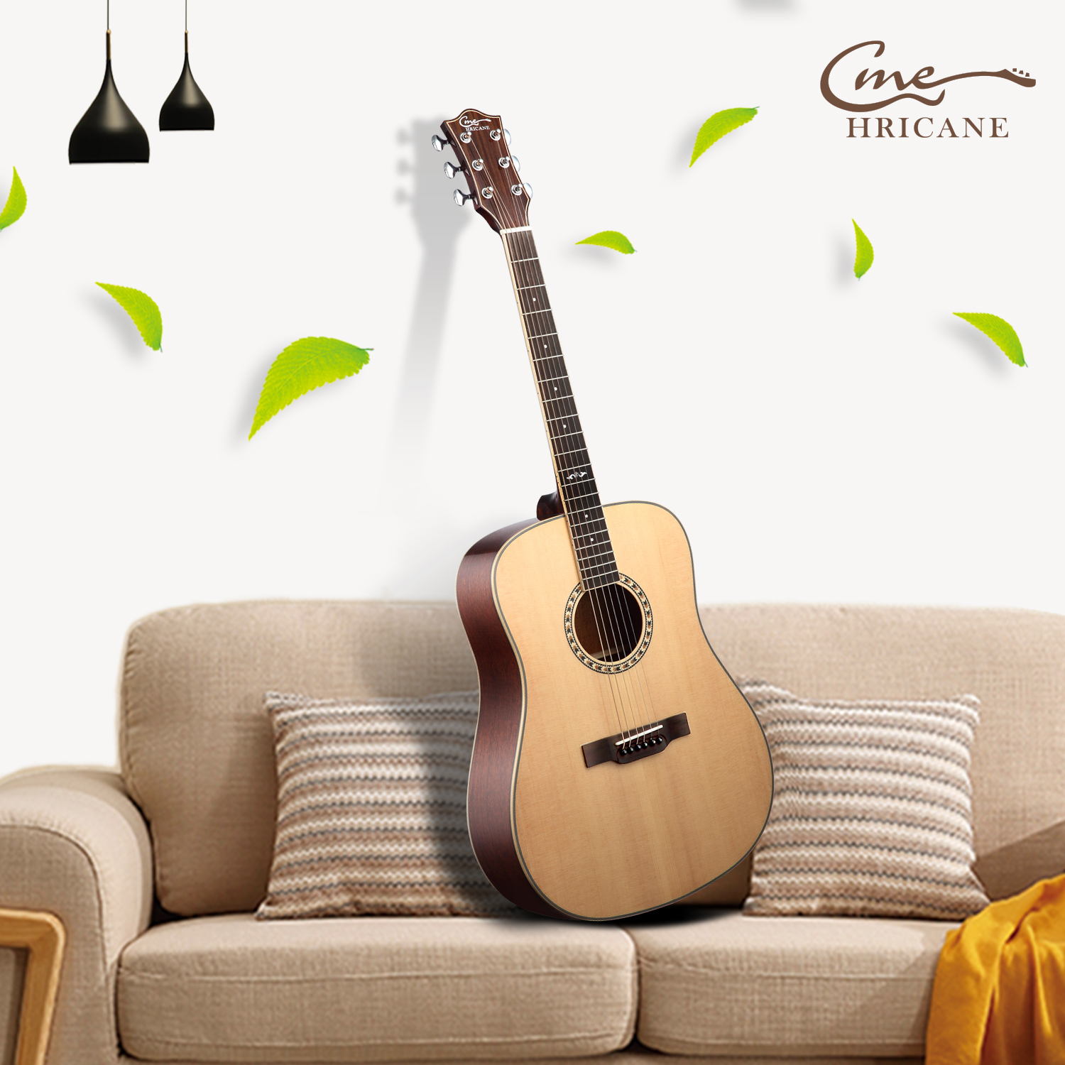 Hricane acoustic Guitar for beginners 41 inch Bleached Spruce guitar acoustic
