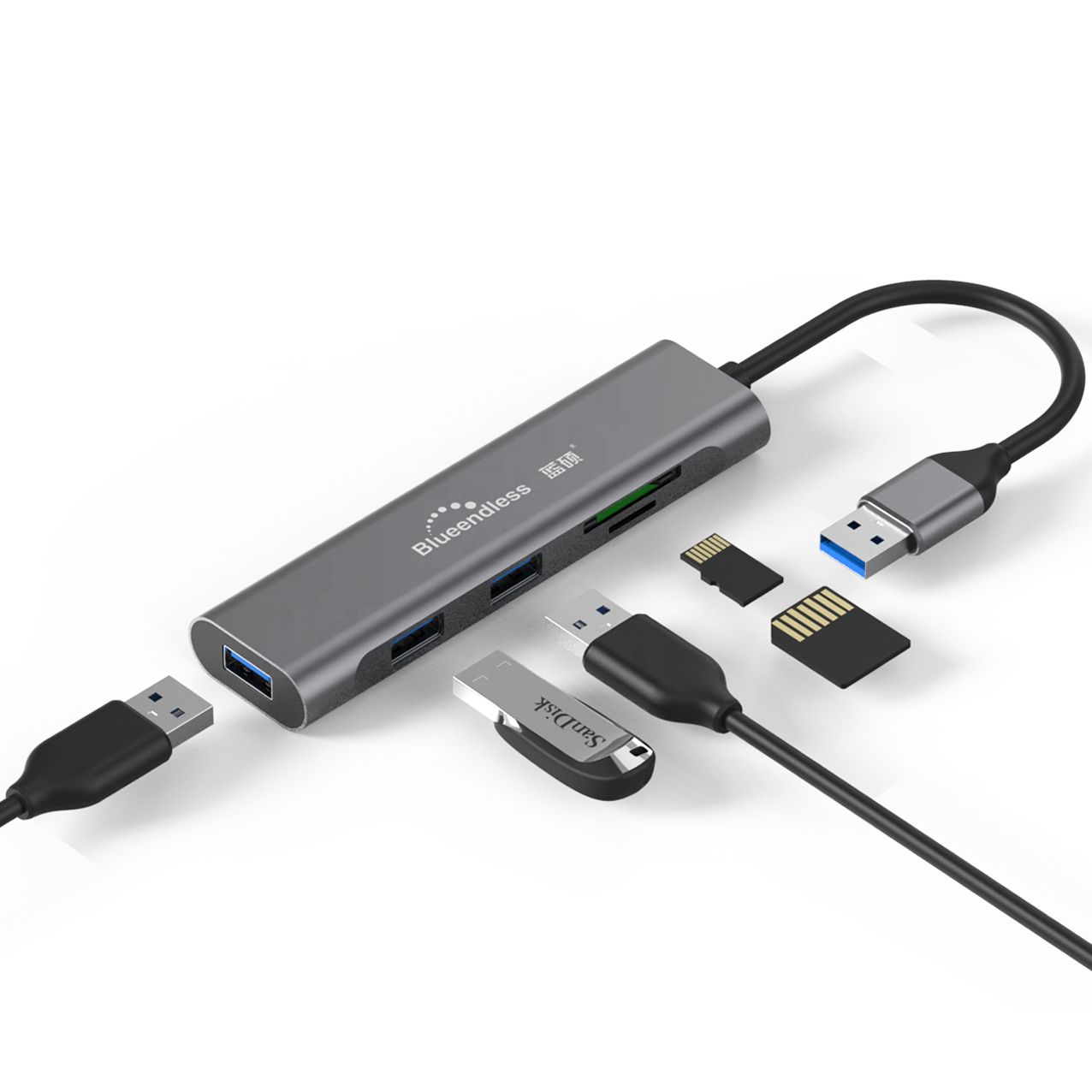 Алюминиевый концентратор Usb C адаптер Usb 3,0 концентратор Pcb к Usb C мульти Sd кардридер 5 в 1 концентратор Type C