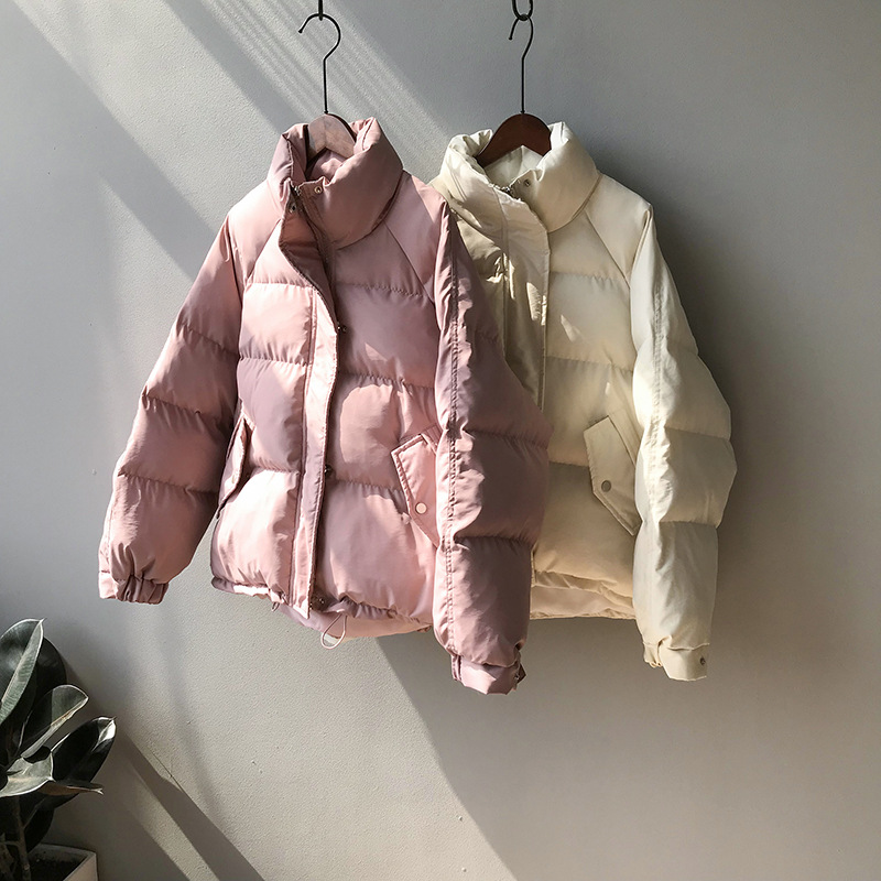 Winter Female Jacket Streetwear Polyester Zipper Straight Padded Coat Warm Parka Black Women Clothing