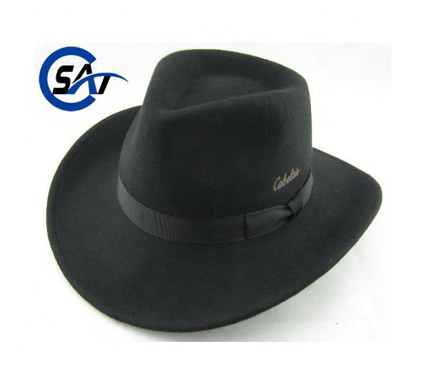 Лента hatband 100% австралийская шерстяная фетровая черная ковбойская шляпа