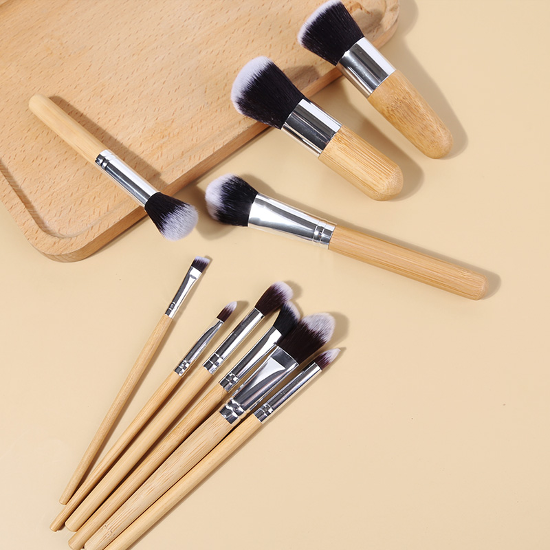 Professional 10Pcs bamboo handle Vegan Cruelty Soft Bristles Hair makeup cosmetic brush set
