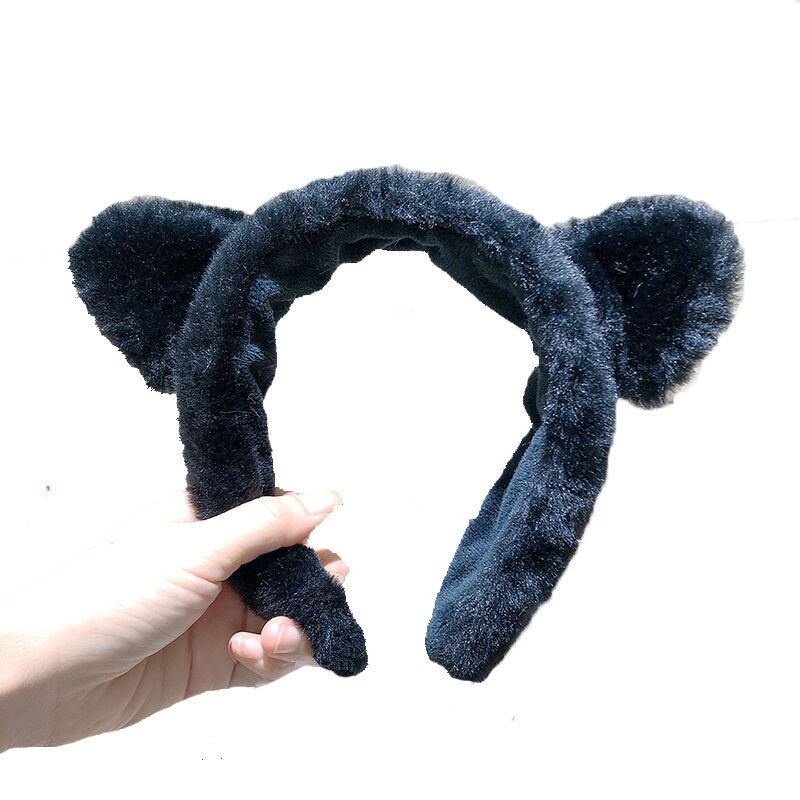 Warm Hairband Lady Face Washing Cute Cat Ear Wide Edge Plush Makeup Fluffy Winter Headbands