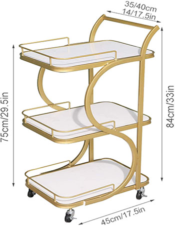Bar trolley Carrinho Bar De Metal on Wheels,Bar Cart,Movable Dining Carts,Shelves,Easy To Clean