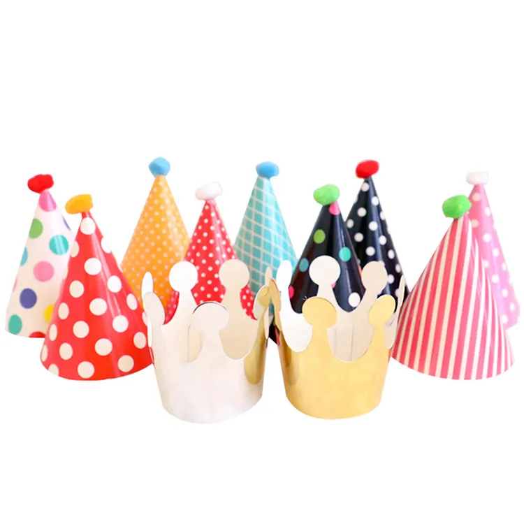 Amazon Hot Sale Kids Multicolor Birthday Party Polka Dot Crown Paper Hat