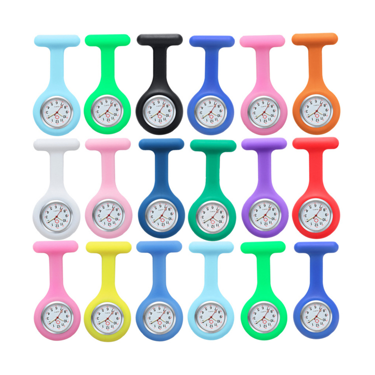 Multi Color Quartz Movement Mechanical Nurse Fob Watch Women Breast Pockets Watch Brooch Silicone Nurse Watch
