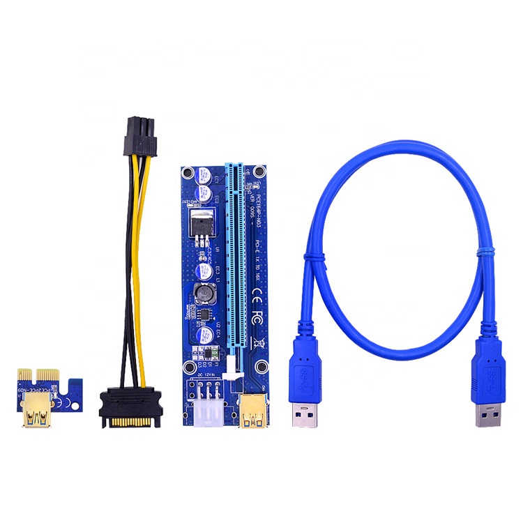 Для майнера биткоинов, VER009S с 3 светодиодными лампами, USB 3,0 1X для 16X 6 Pin PCIE Riser Card