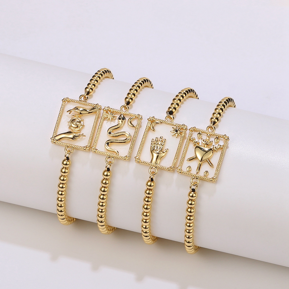 Adjustable gold plated beads bracelet micro pave designer charms for diy shell snake bracelet