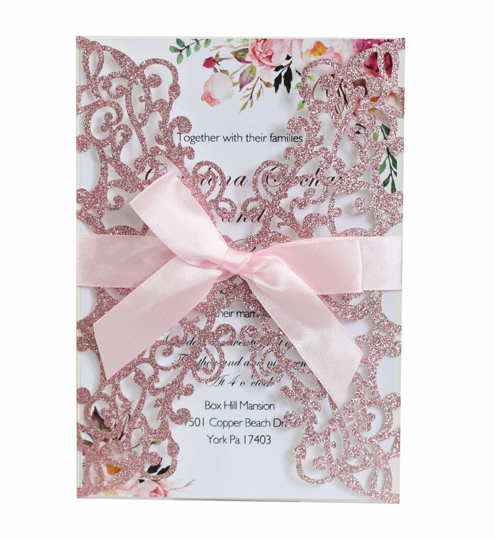 Custom Luxury Laser Cut Birthday Mariage Scroll Invitation Wedding Invitations Card Gift Faire Part Visa Letter Invitation Cards